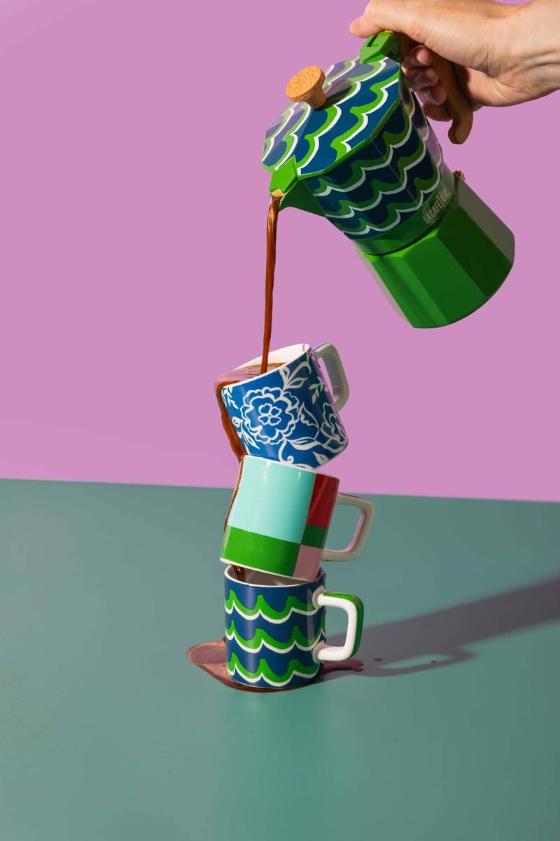 La Cafetière Moka konvička na espresso, Cyan Tides, pro 6 šálků