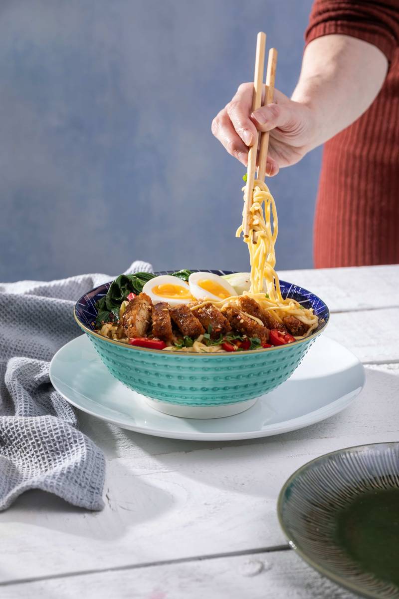 Mikasa Miska na ramen Indigo Chevron, 21 cm