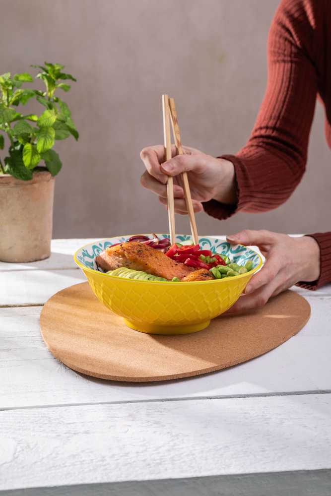 Mikasa Miska na ramen Yellow and Blue Geometric, 21 cm