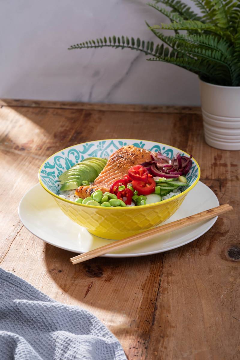 Mikasa Miska na ramen Yellow and Blue Geometric, 21 cm