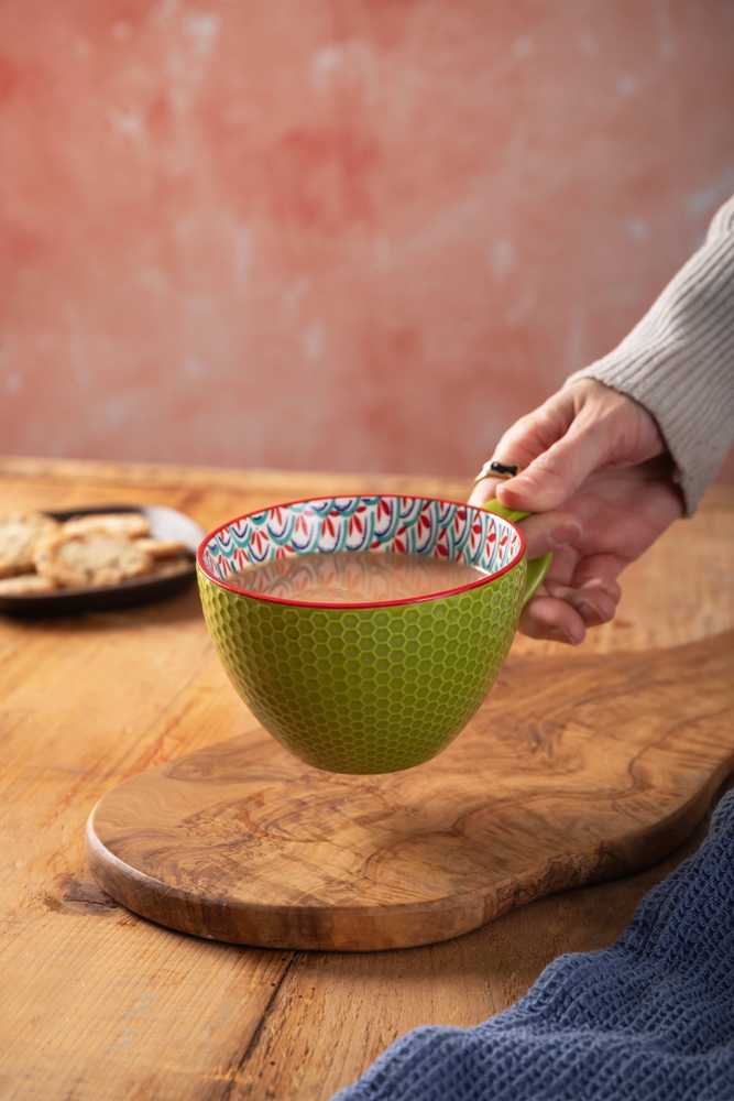 Mikasa Hrnek Green and Blue Geometric, 330 ml