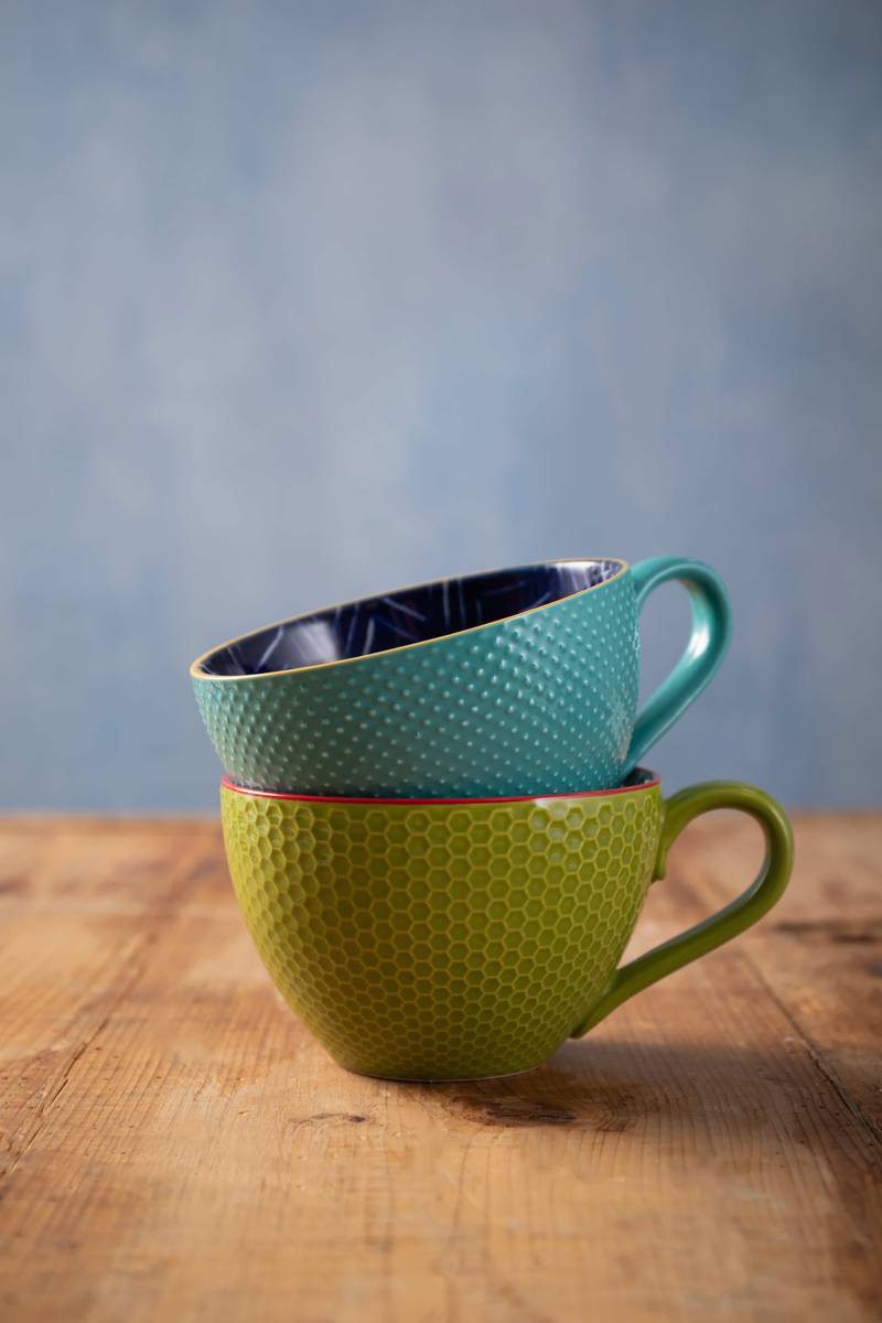 Mikasa Hrnek Green and Blue Geometric, 330 ml