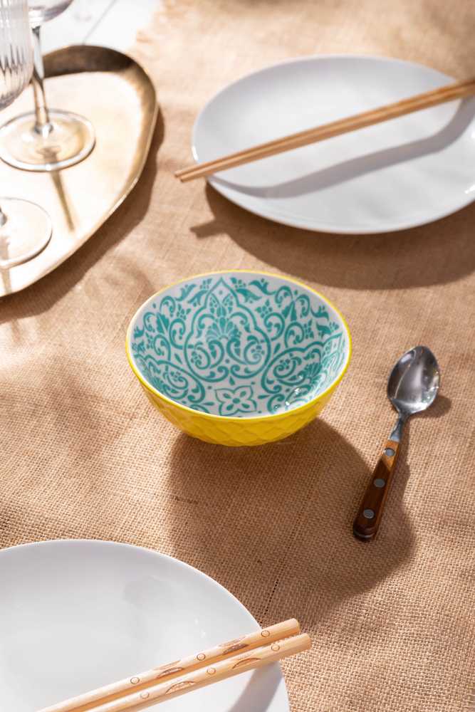 Mikasa Miska na pochutiny Yellow and Blue Geometric, 12 cm