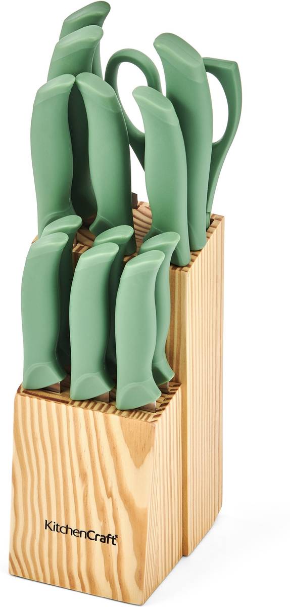 KitchenCraft Blok s noži, 7 ks, zelená