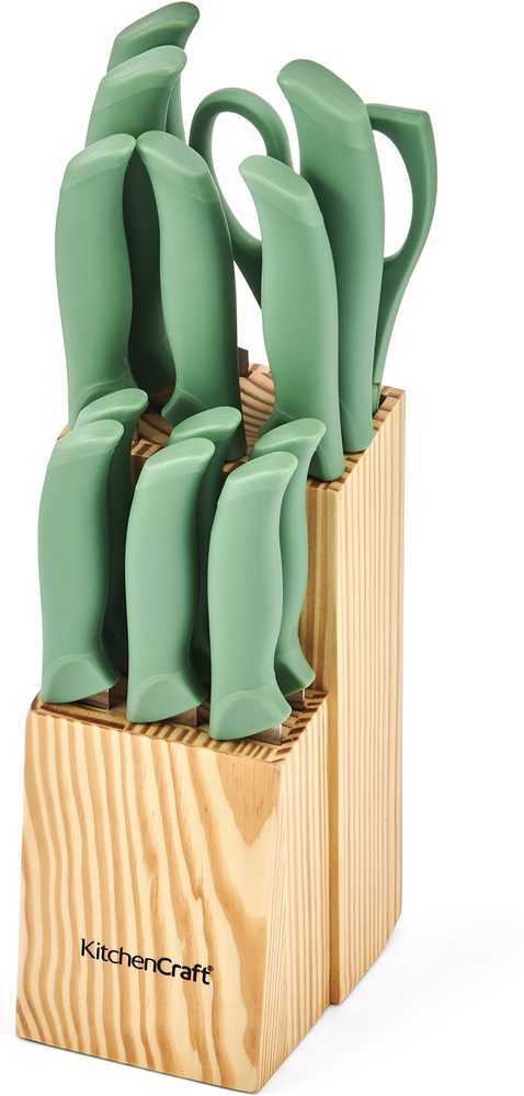 KitchenCraft Blok s noži, 7 ks, zelená