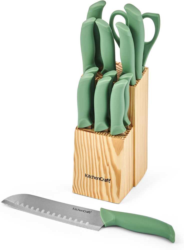 KitchenCraft Blok s noži, 7 ks, zelená