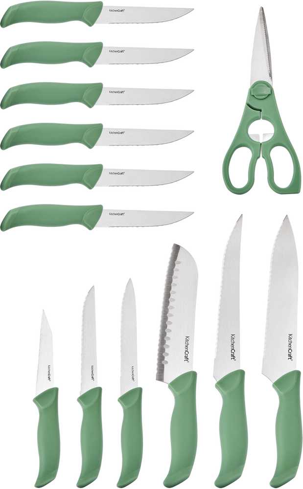KitchenCraft Blok s noži, 7 ks, zelená