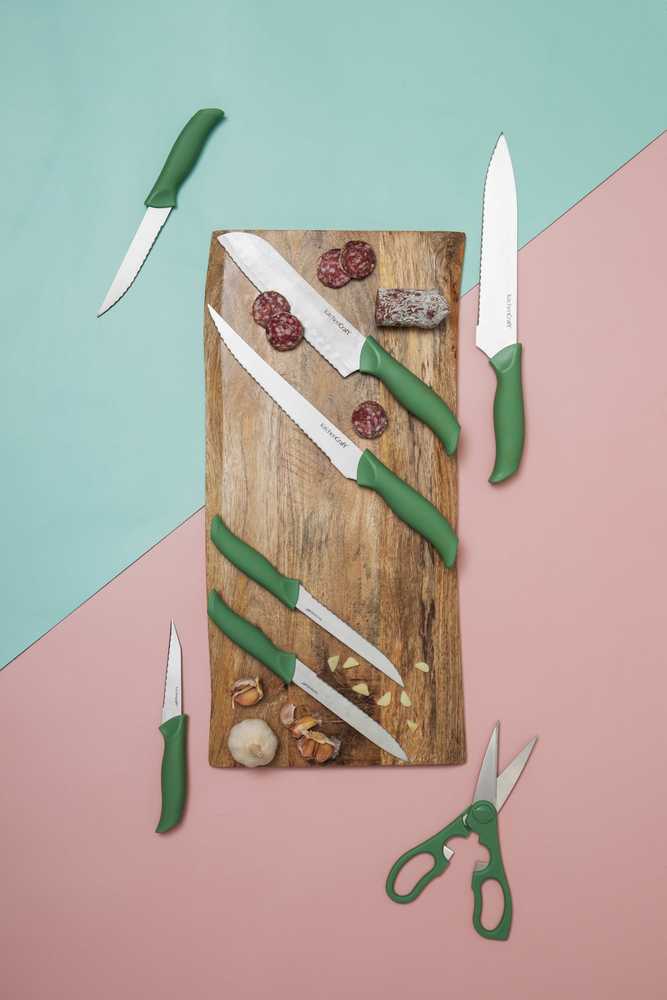 KitchenCraft Blok s noži, 7 ks, zelená