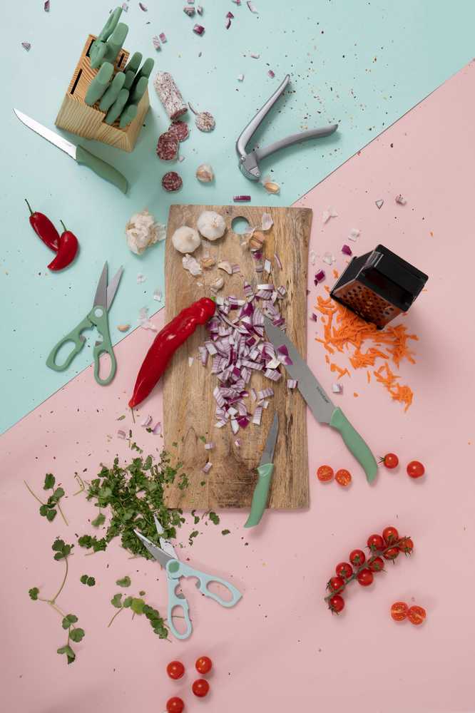 KitchenCraft Blok s noži, 7 ks, zelená