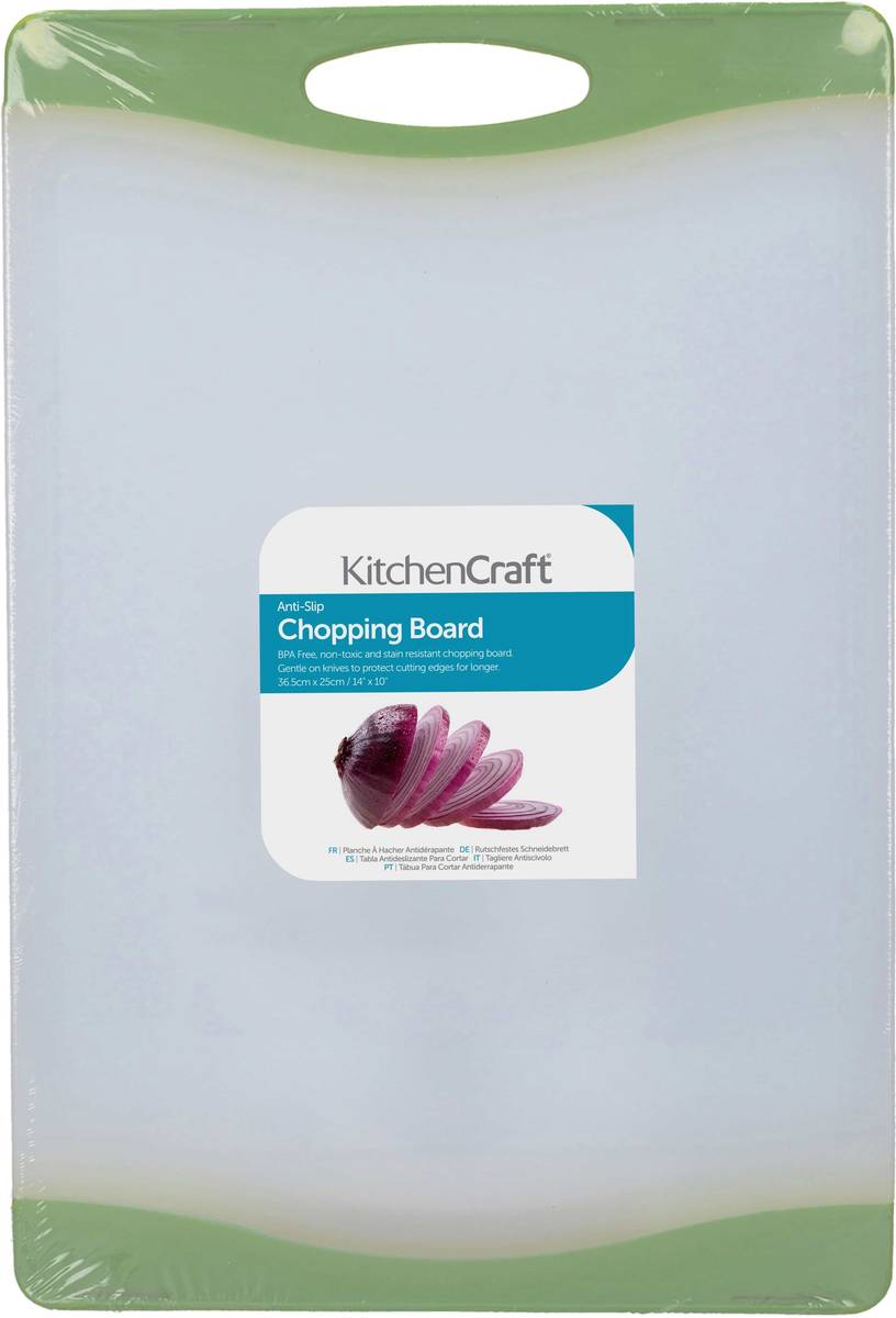 KitchenCraft Protiskluzové prkénko s rukojetí, 36.5 cm, zelená
