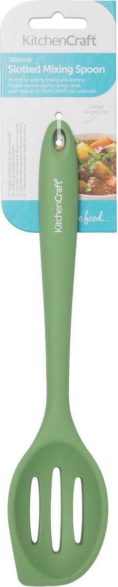 KitchenCraft Silikonová lžíce s otvory a stěrkou, 27 cm