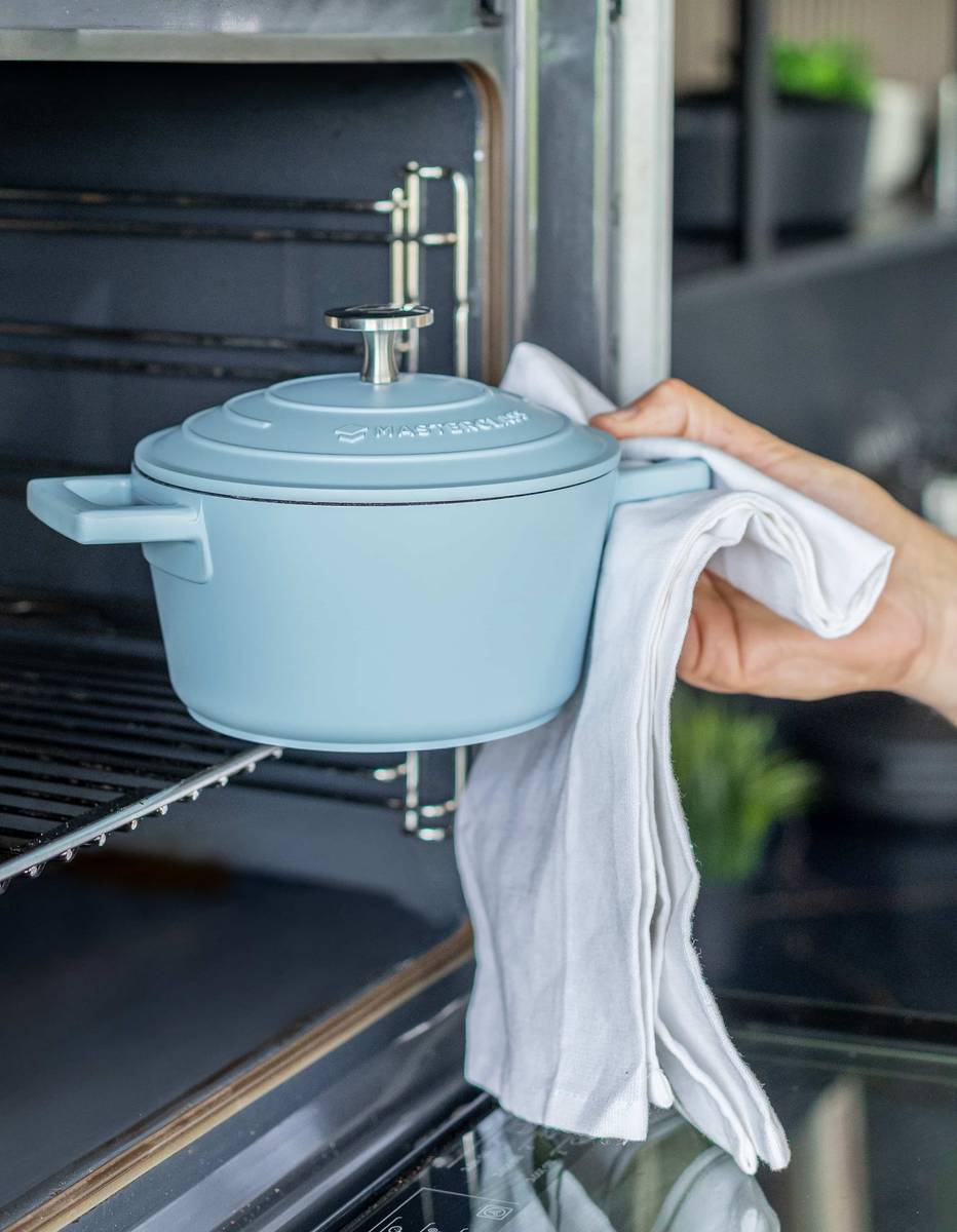 MasterClass Hliníkový kastrol, 16 cm, nebesky modrá