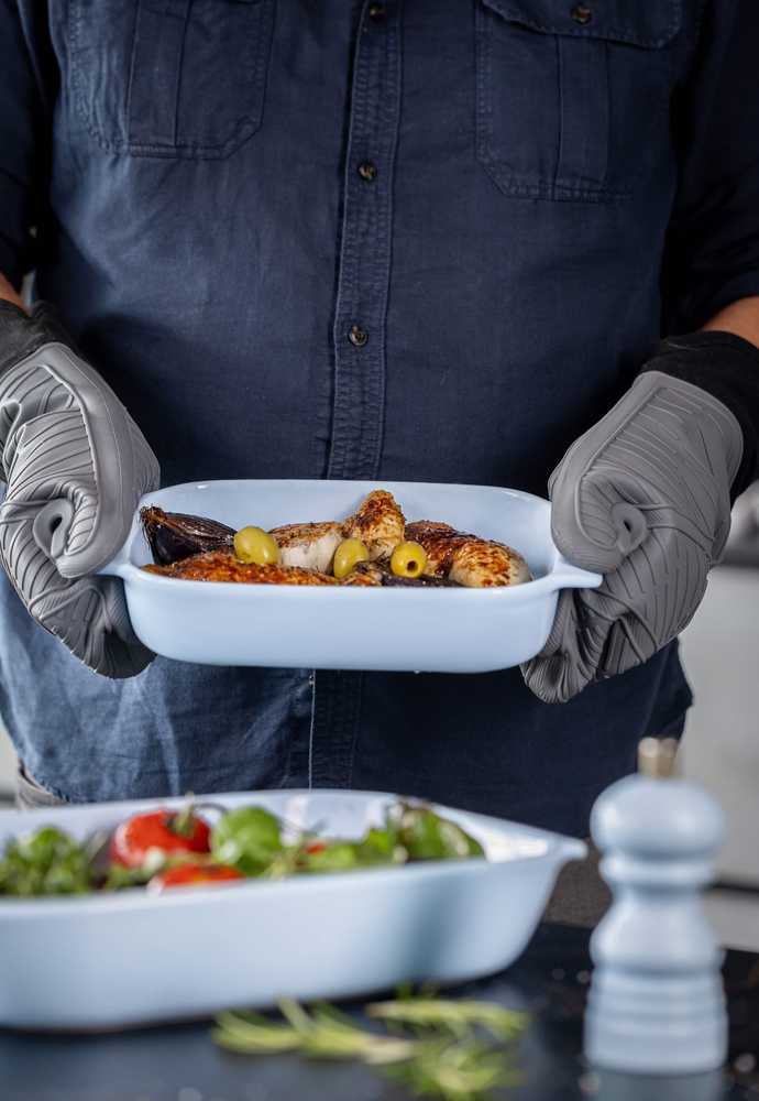 MasterClass Keramická zapékací mísa s madly, 23 cm, nebesky modrá