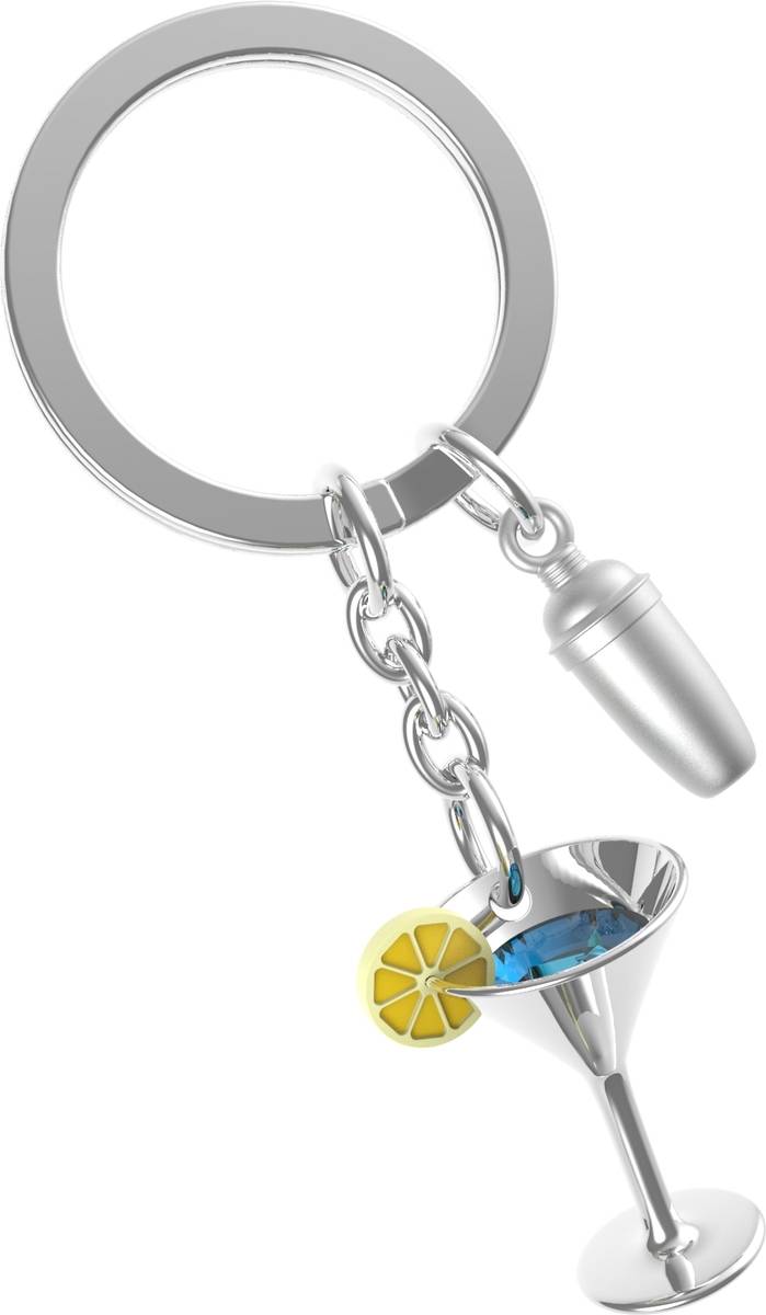 MTM Klíčenka s přívěskem koktejlové skleničky a shakeru