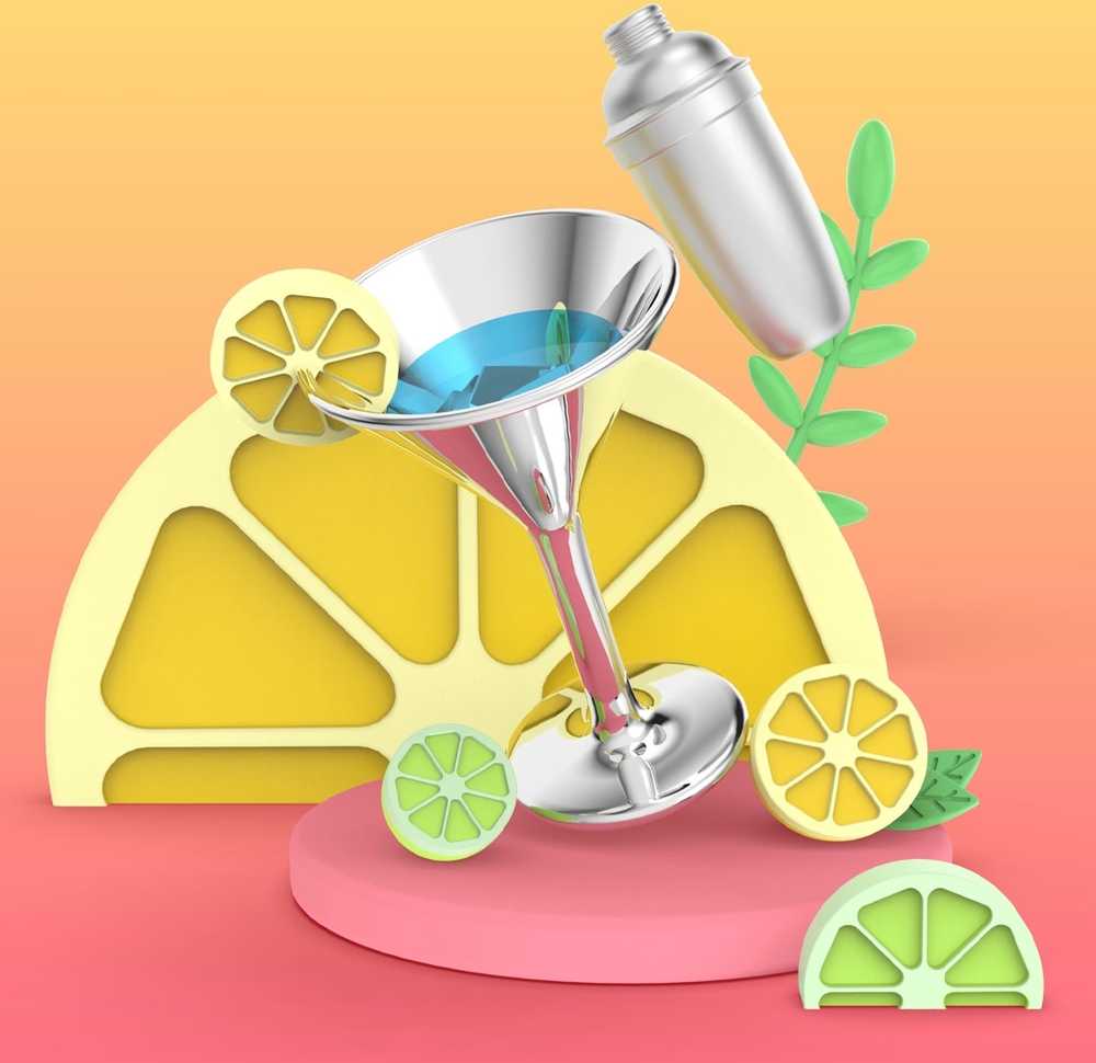 MTM Klíčenka s přívěskem koktejlové skleničky a shakeru