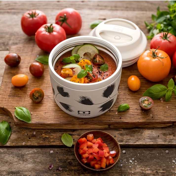 Monbento Termobox na svačinu MonBento Graphic Plume, krémová