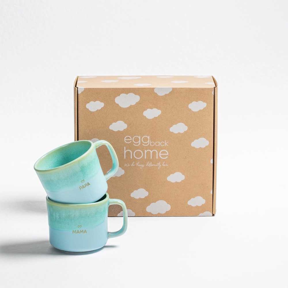 Egg Back Home Mama & Papa Sada kameninových hrnků Caribbean, 2 ks, 360 ml