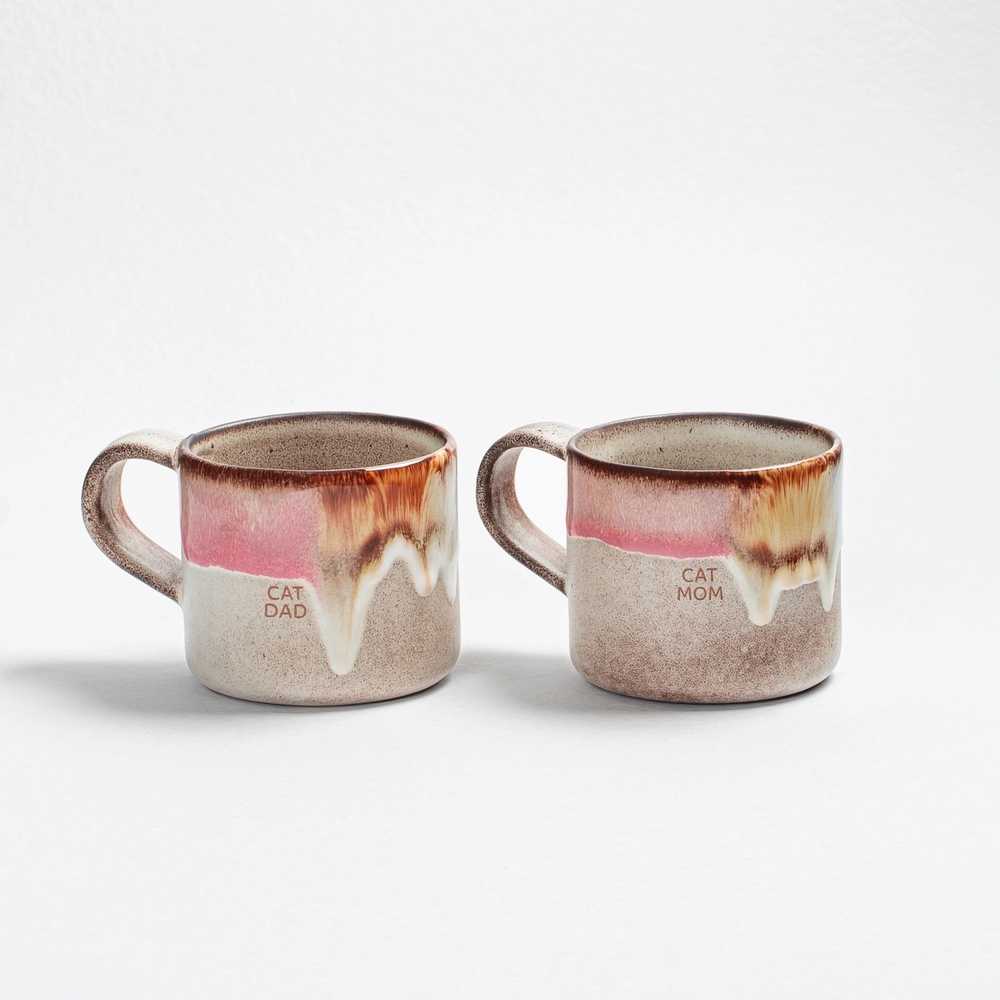 Egg Back Home Melting Ice Cream Sada kameninových hrnků Cat Mom & Dad, 360 ml