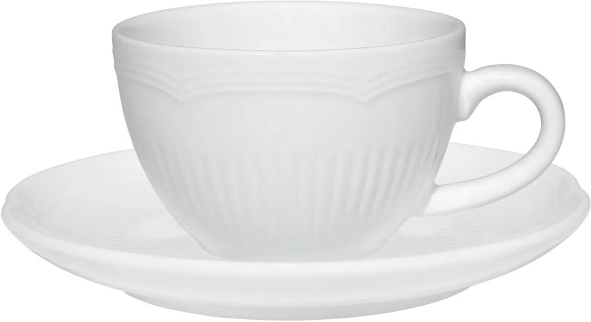 Maxwell & Williams White Basics Rococo Šálek s podšálkem, 90 ml