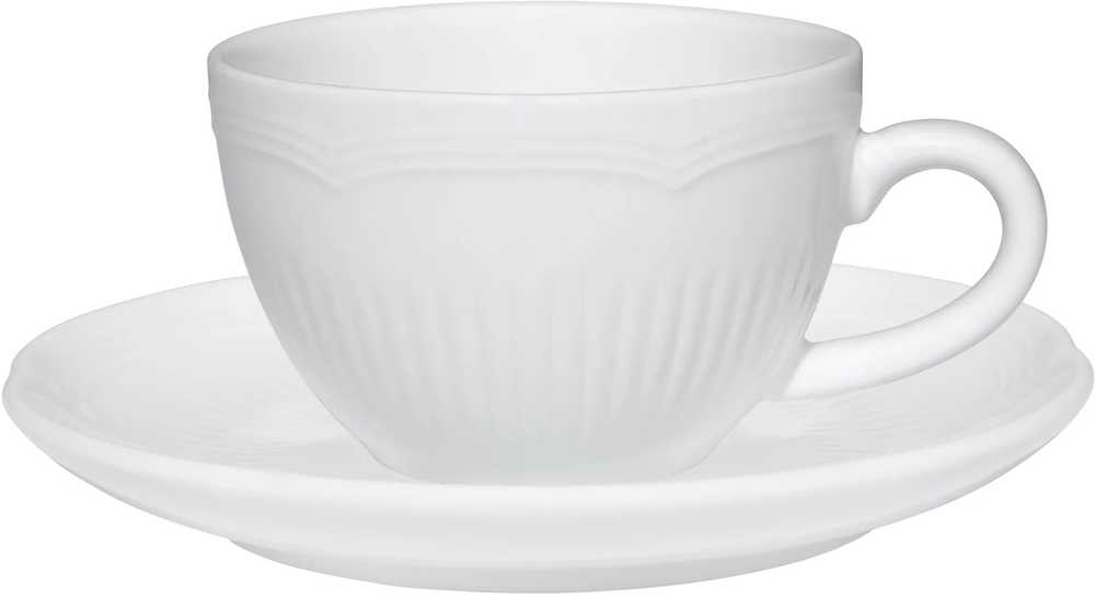 Maxwell & Williams White Basics Rococo Šálek s podšálkem, 90 ml