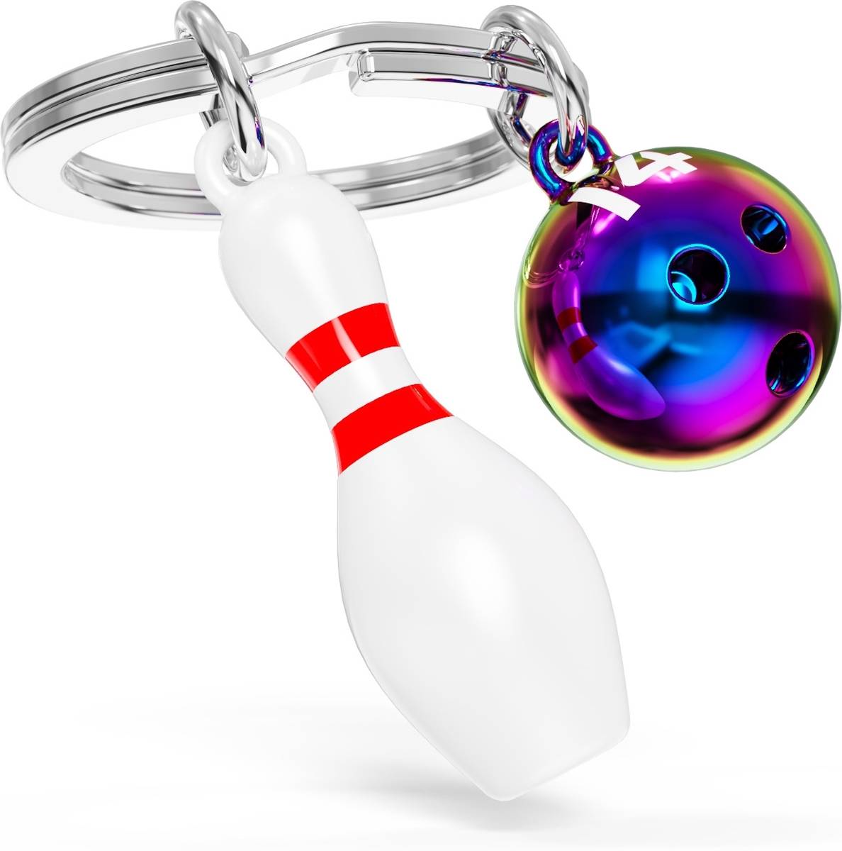 Meta[l]morphose Klíčenka s bowlingovou koulí a kuželkou