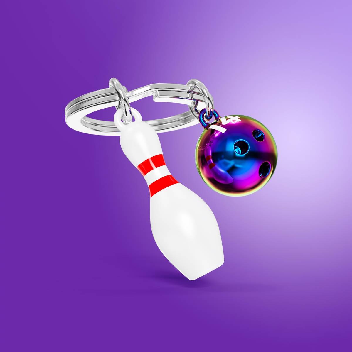 Meta[l]morphose Klíčenka s bowlingovou koulí a kuželkou