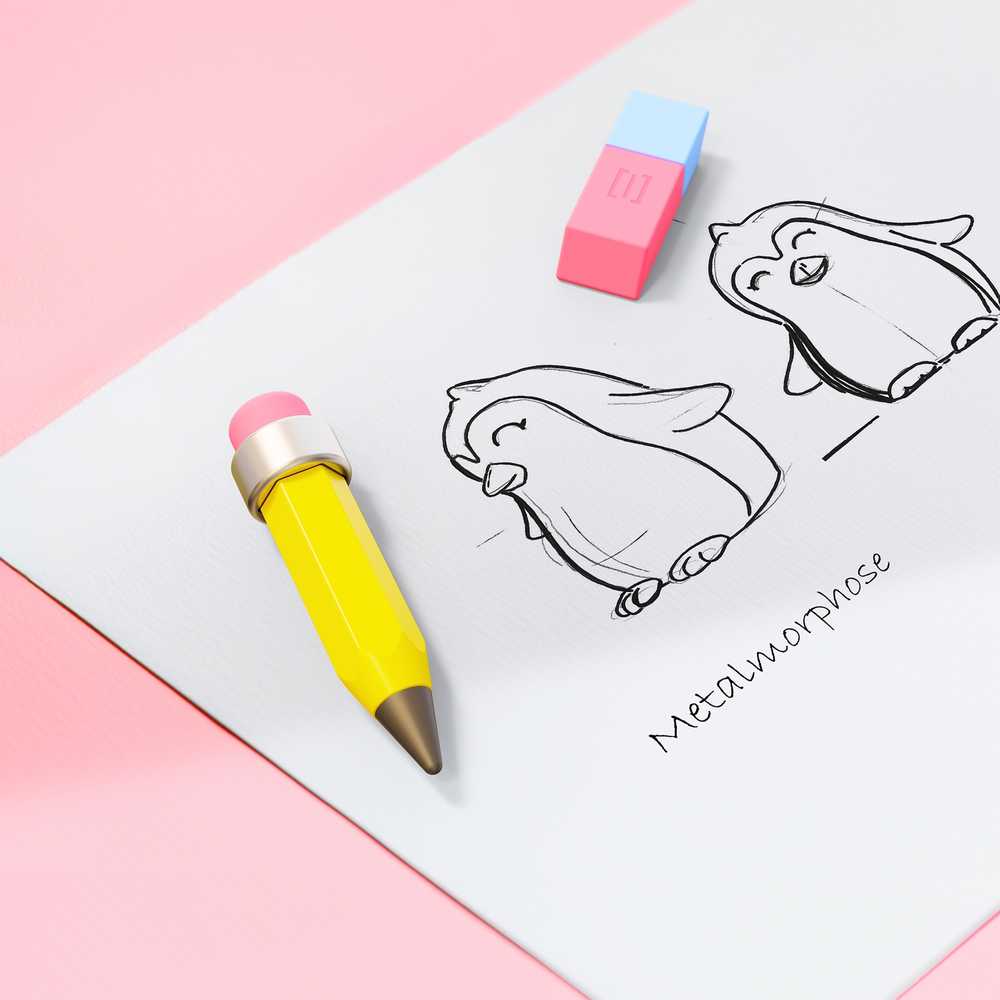 Meta[l]morphose Klíčenka s tužkou a gumou