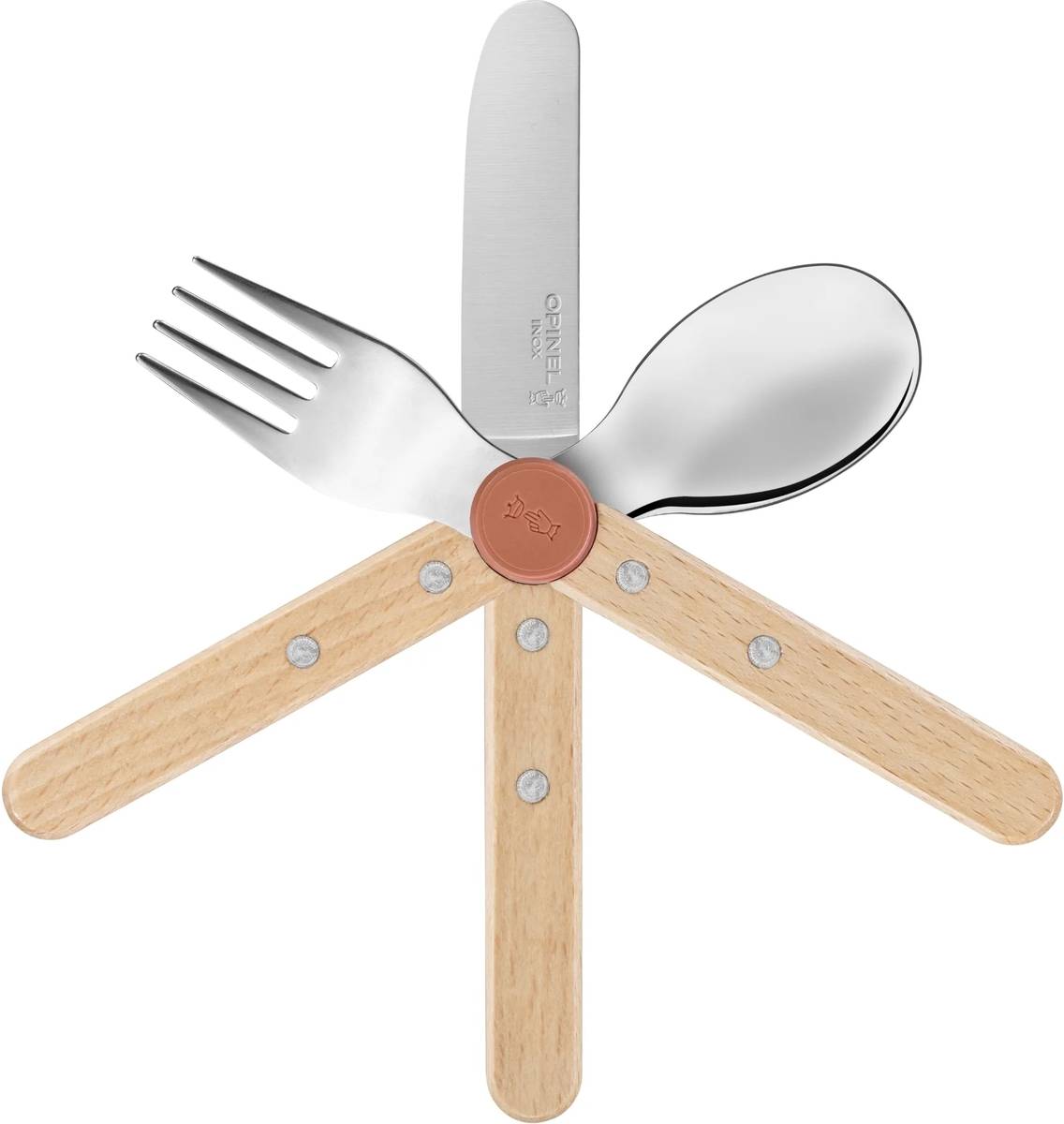 Opinel Le Petit Gourmet Sada dětských příborů, korálová
