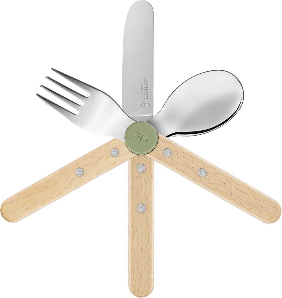 Opinel Le Petit Gourmet Sada dětských příborů, olivově zelená