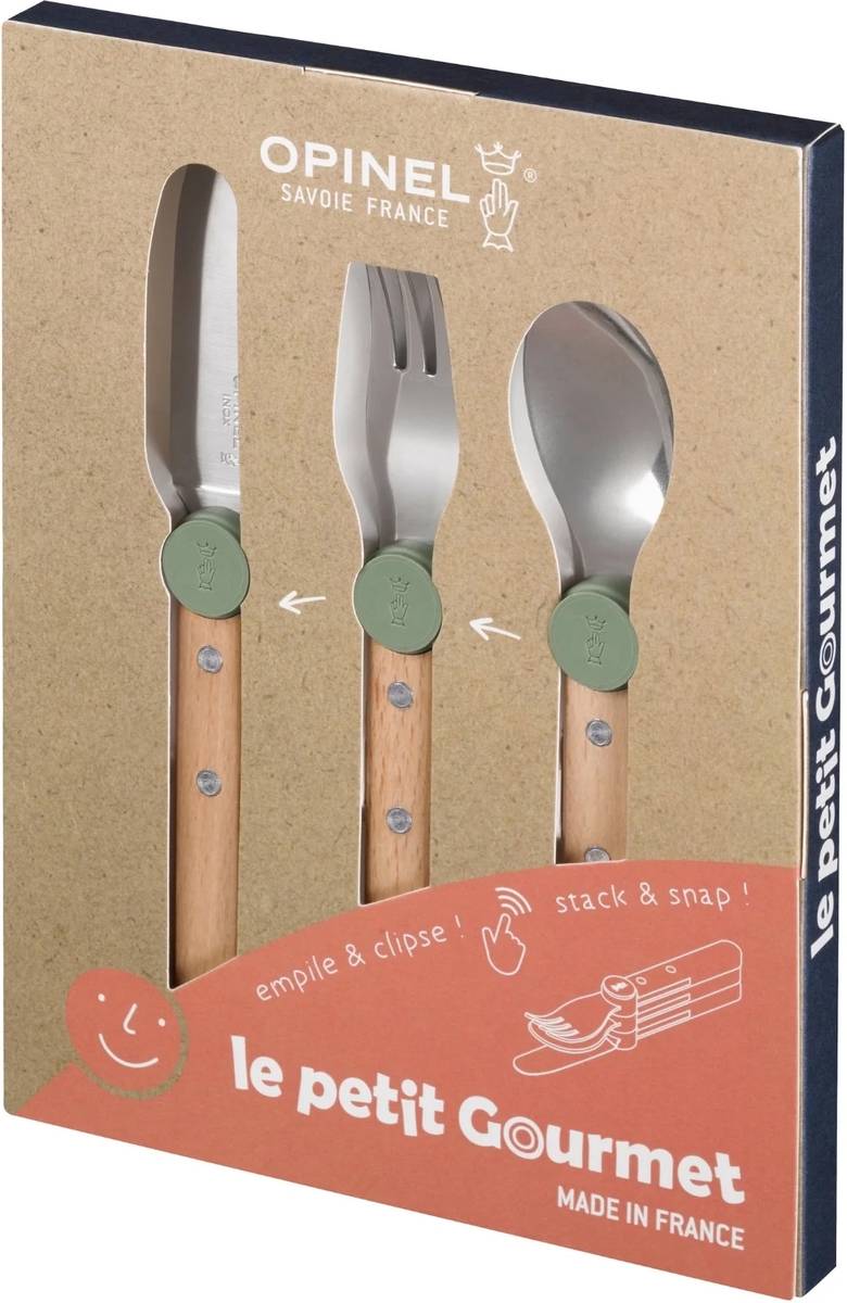 Opinel Le Petit Gourmet Sada dětských příborů, olivově zelená