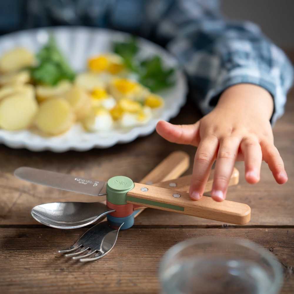 Opinel Le Petit Gourmet Sada dětských příborů, olivově zelená