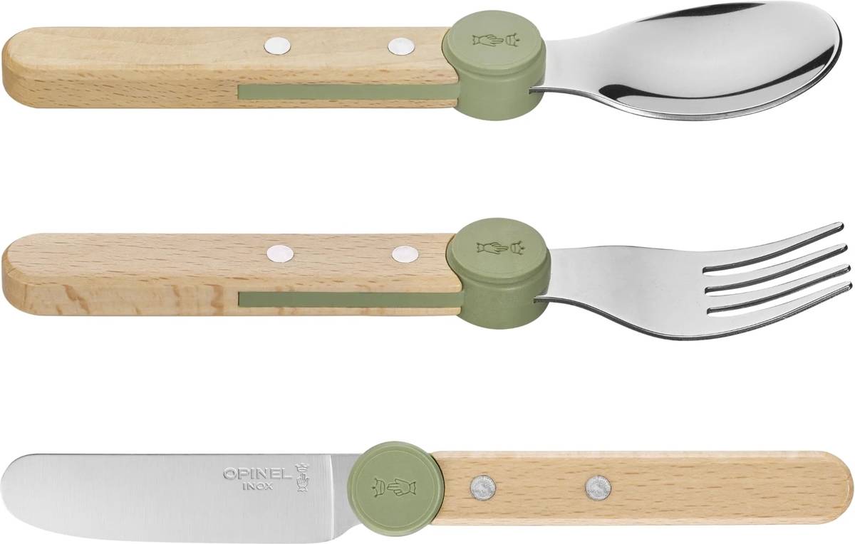 Opinel Le Petit Gourmet Sada dětských příborů, olivově zelená