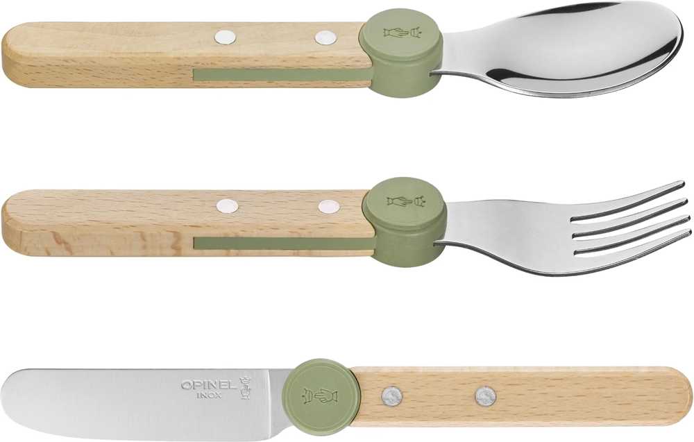 Opinel Le Petit Gourmet Sada dětských příborů, olivově zelená