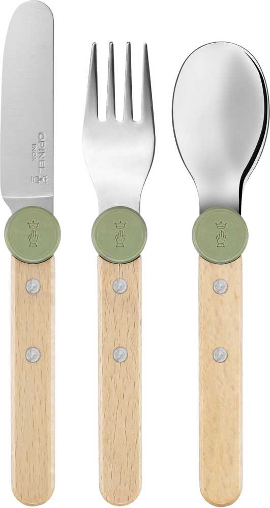 Opinel Le Petit Gourmet Sada dětských příborů, olivově zelená