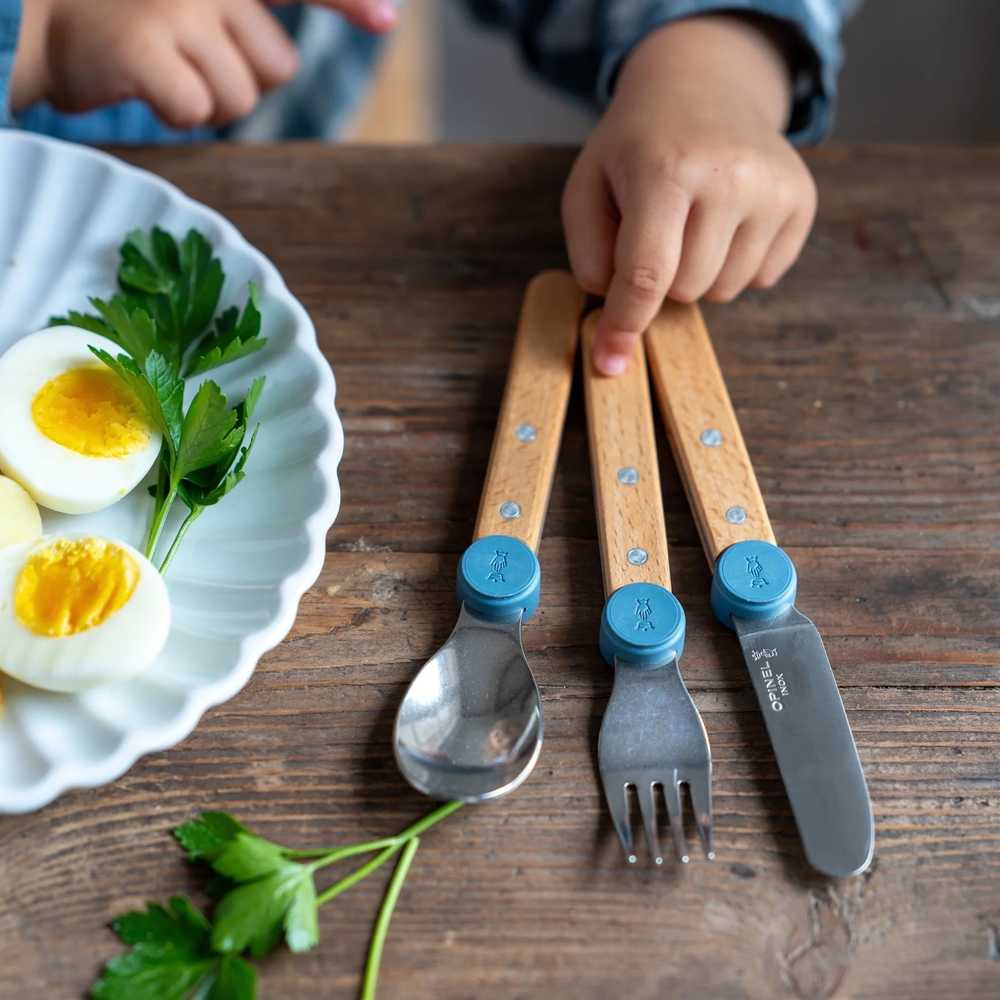 Opinel Le Petit Gourmet Sada dětských příborů, pastelově modrá