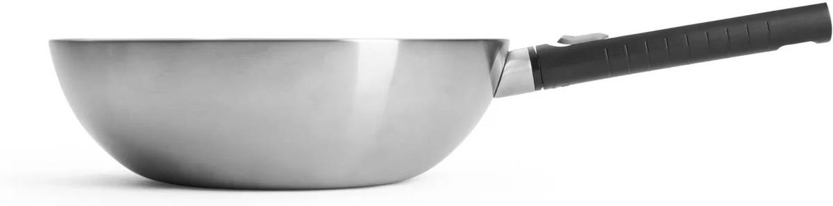 Woll Logic Steel Nerezová pánev Wok s odnímatelnou rukojetí, 30 cm