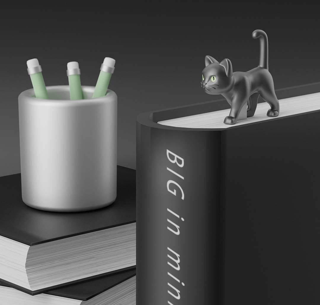 Meta[l]morphose Záložka s černou kočkou, 3D
