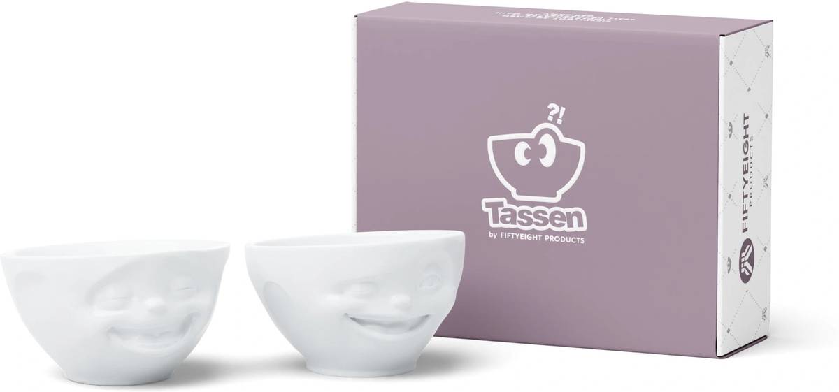 58products Sada středních misek Laughing & Winking, 200 ml, bílá
