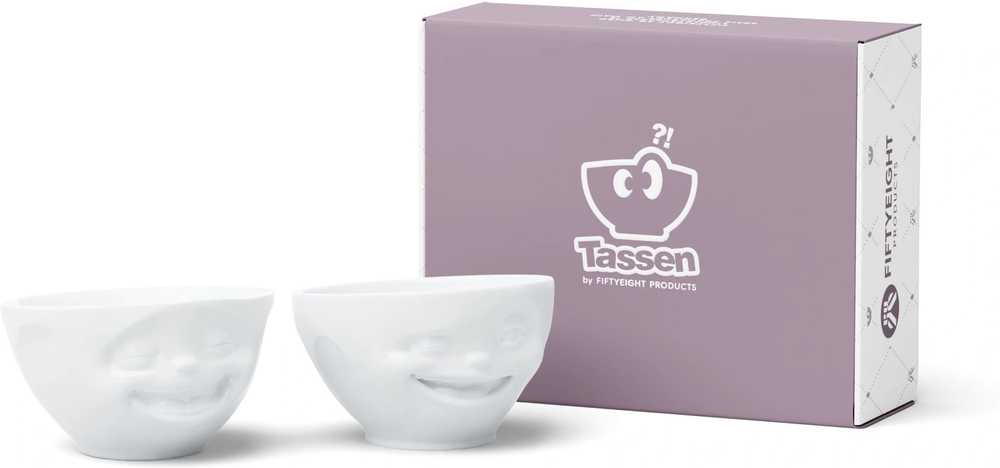 58products Sada středních misek Laughing & Winking, 200 ml, bílá