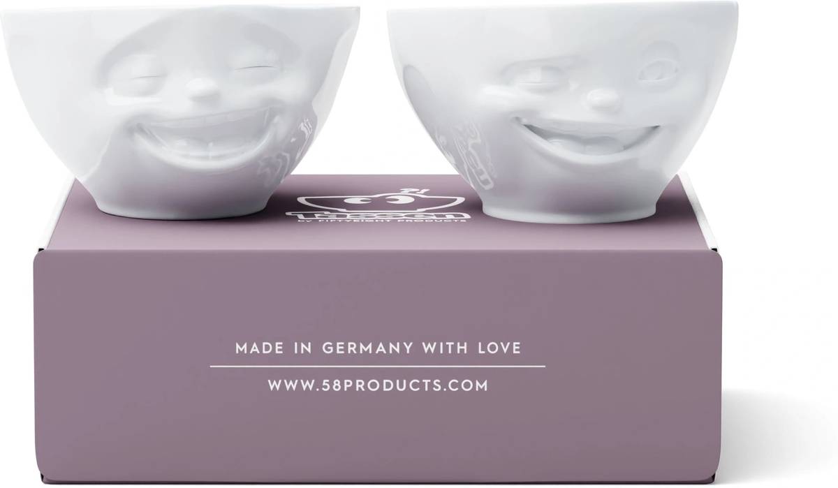 58products Sada středních misek Laughing & Winking, 200 ml, bílá